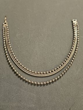 Unbranded Vintage Multi Strand Bracelet Womens Size 7 Silver Ball Herringbone